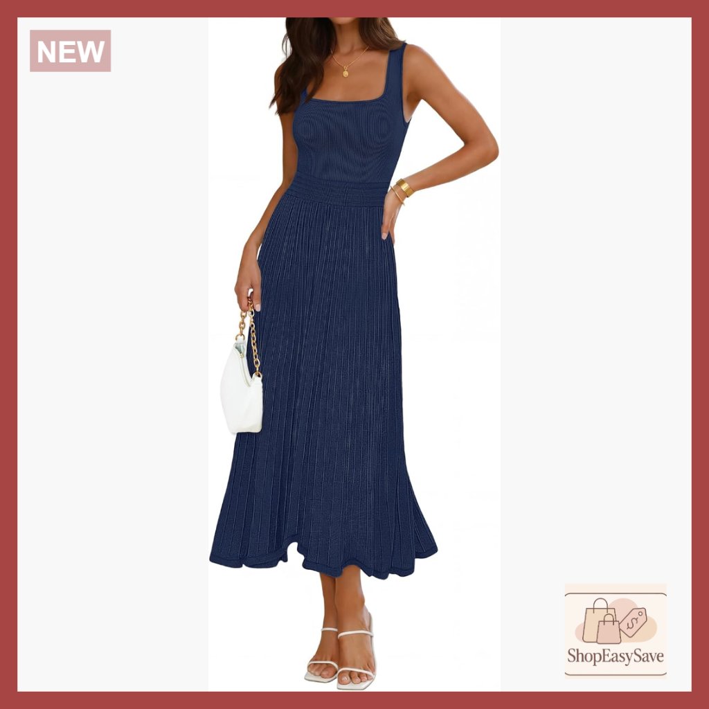 Sleeveless Pleated Midi Dress A-Line Casual Business Cocktail Vacation Wear